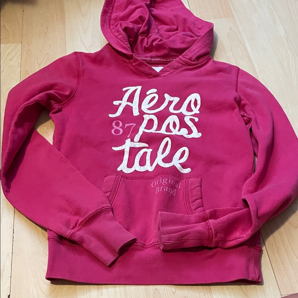 Aeropostale Pink Pullover Hoodie with White Logo